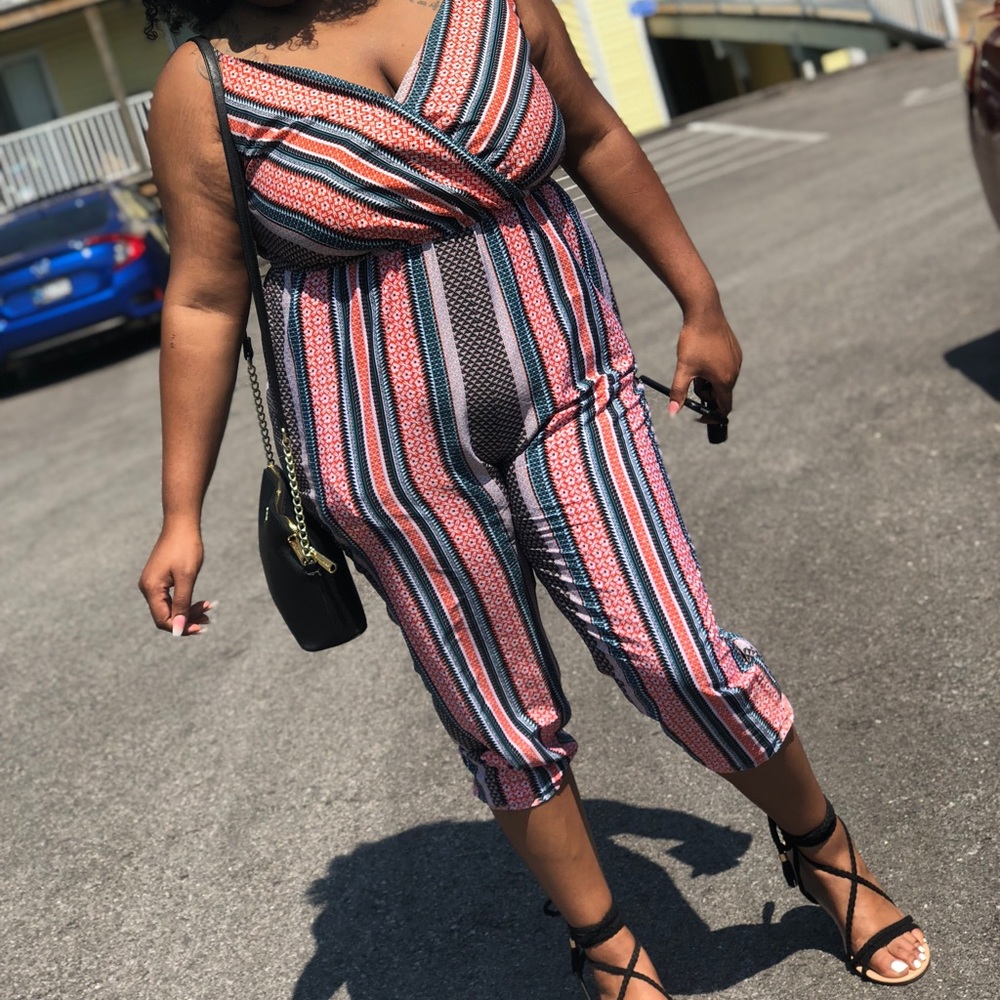 Aztec Strappy Pattern Jumpsuit - Picture 2 of 2